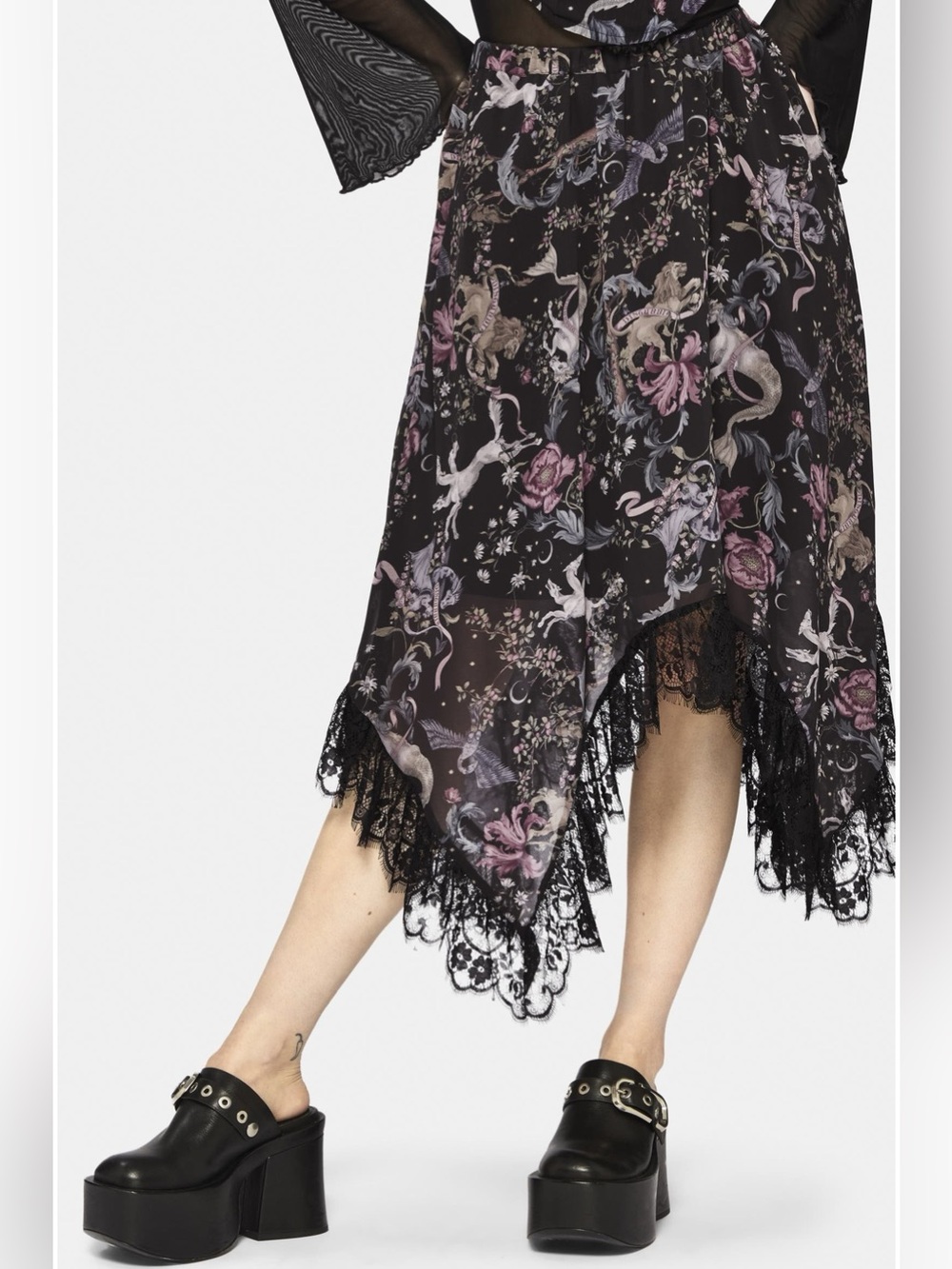 Disturbia Merunicorn Enchanted Forest Midi Skirt Size 10 Whimsigoth - Picture 2 of 10